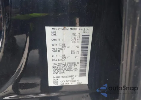 2012 Nissan Titan Sv z USA, uszkodzony, nr VIN 1N6BA0ED1CN308123